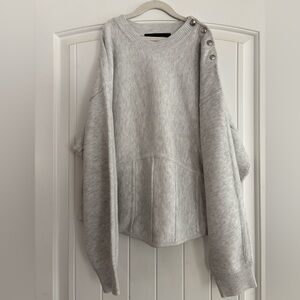 White House Black Market Light Gray Sweater with Button Accents